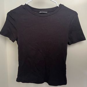 Zara Black Cropped T-Shirt